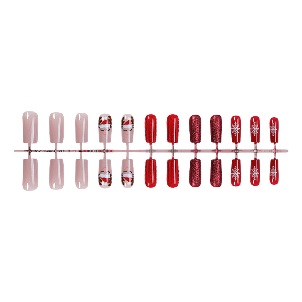 Dcph-Clothing Festive Red Press-On Nails For Stage Wear