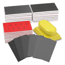 Sanding Sponge Set, Reusable 3x4 Inch Wet Dry Foam Sanding Blocks for Wood, Furniture, Drywall (120-600 Grit Set)