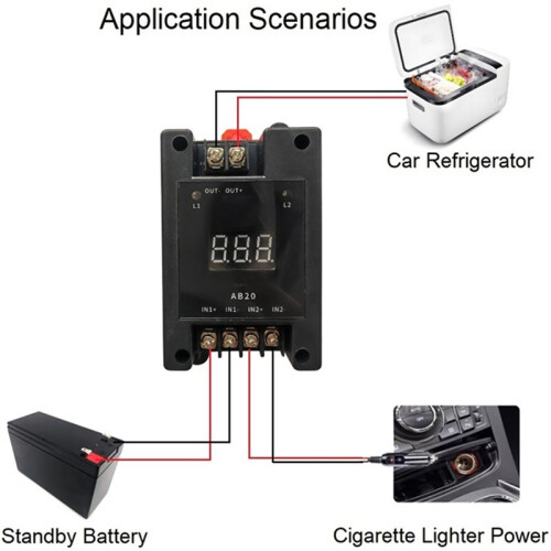 AB20D Dual Power Automatic Transfer  ATS with Auto Digital Display DC5-60V Max 20A/Channel 1