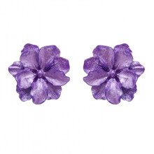 (Purple) Bridal Camellia Silver Earrings
