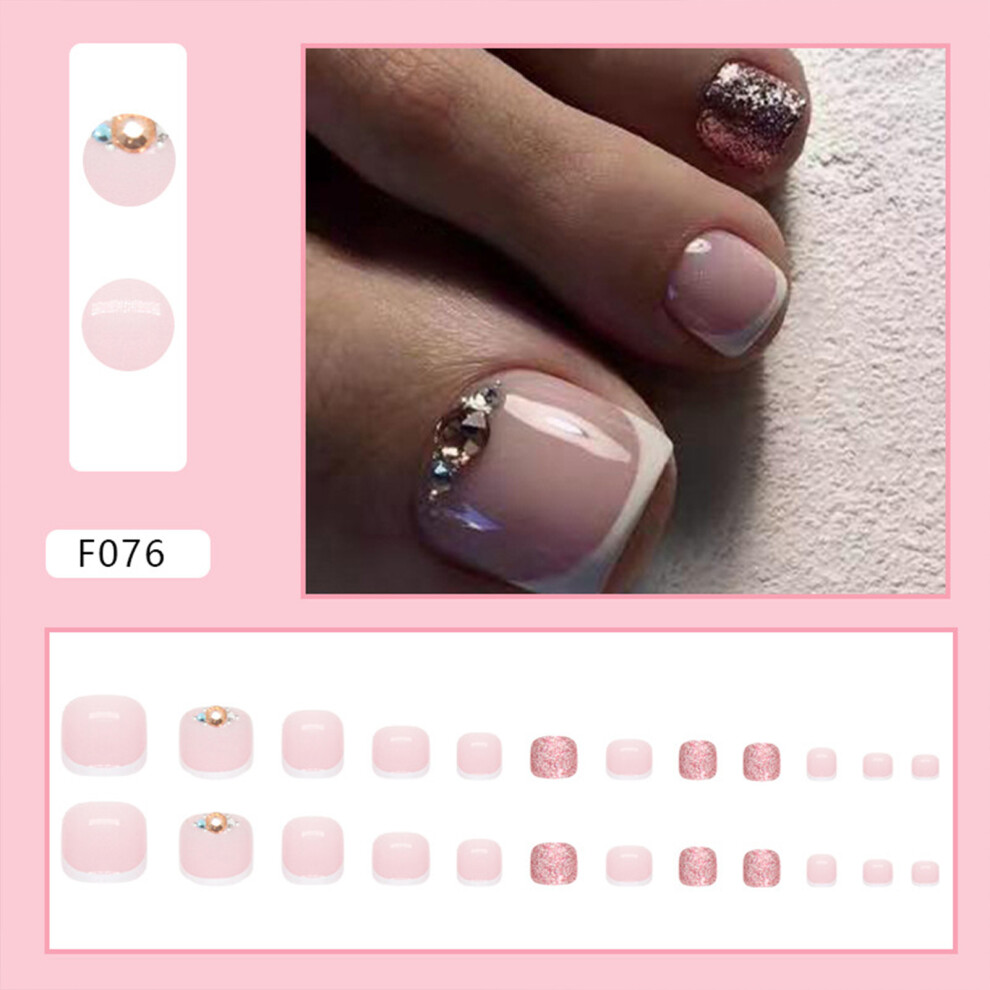 Dachuang Beauty (Jelly Glue Model) Pink Fake Nails With White Edge, Salon Supply