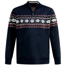 (2XL, Navy Marl) Duke Mens D555 Edinson Fair Isle Quarter Zip Kingsize Sweatshirt