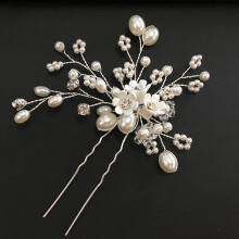 (White) Pearl Bridal Hairpins - Rhinestone Wedding Accessories