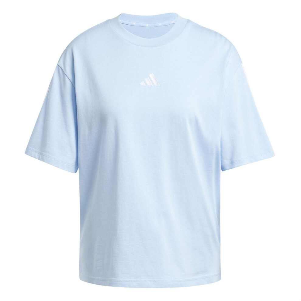 Adidas (8 Uk - 10 Uk, Glow Blue) Womens/Ladies Essentials 3 Stripes T-Shirt