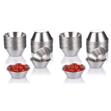 Paquete de 48 Vasos para Salsa de Acero Inoxidable, Vasos Redondos Reutilizables para Condimentos de 50 Ml, Vaso para Salsa para Mojar, Vaso de Metal