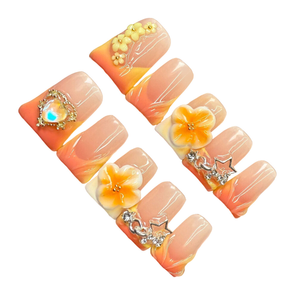 Zhouq-Outdoors (S) French Tip Fake Nails - Natural & Unbreakable