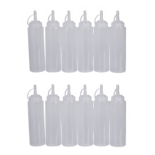 12X Clear White Plastic Squeeze Sauce Ketchup Cruet Oil Bottles 8OZ