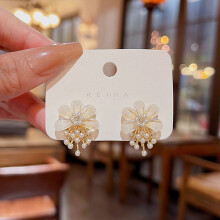 S925 Silver Flower Pearl Earrings for Women