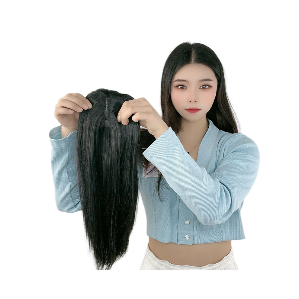 Zhouq-Outdoors (Black) Synthetic Hair Topper For Women, Heat Resistant, 3Bb Clips