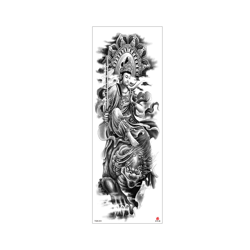 Zhouq-Outdoors (170*480Mm) Waterproof Large Lion & Flower Arm Tattoo Stickers