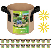 iPower 20-Pack Bolsas de Cultivo de 2 Galones, Resistencia Alta, Tela No Tejida, Mango de Nailon, para Plantas