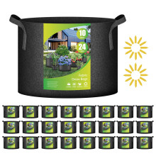 iPower 24-Pack de Bolsas de Cultivo de 10 Galones, Resistente, Tela No Tejida, con Mangos y 24 Etiquetas