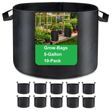 ANSLYQA Bolsa de Cultivo de 15 Galones Pack de 10, Tela de Aireación con Asas para Cultivar Verduras, Negra