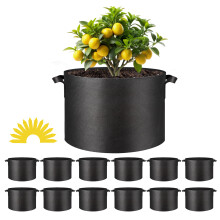 Bolsas de Cultivo Simple Deluxe 15 Galones 12 Paquete con Asas, Tela No Tejida, Jardinería Pesada