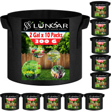 LUNGAR Bolsas para Cultivar Plantas - 10 Paquetes de 2 Galones, Tela No Tejida de 300G, Asas Reforzadas