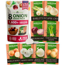 8 Uienzaden voor Planten 1.600 Heirloom Groenten, Groeiende Zoete, Gele, Rode, Spaanse, Groene & Vidalia Uien
