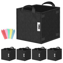 iPower GLGROWBAGCUBIC3X5 5 Pack de bolsas de cultivo cuadradas de 3 galones con asas para jardín