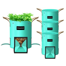 SPONDWILD 4 Paquete de Bolsas de Cultivo de 15 Galones, Bolsa de Jardín PE con Ventanas Transpirables y Asas Reforzadas, Ideal para Papas, Tomates