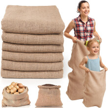 Kmise Premium Sacos de Correr de Arpillera para Papas (Pack de 6), 39"x25" Sacos de Yute Naturales