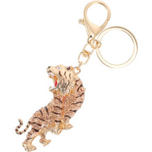 Strass-Tiger-Schlüsselanhänger mit Anhänger für Autoschlüssel und Taschen, goldfarbenes Accessoire