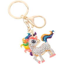 Strass-Einhorn-Schlüsselanhänger, dekorativer Taschenanhänger, bunter Cartoon-Schlüsselanhänger
