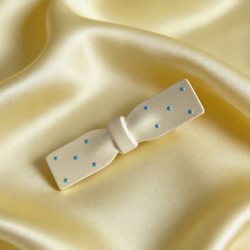 Phui-Pet-Supplies (White Flat Knot) Polka Dot Hair Clip - Eco-Friendly, Party & Daily Wear