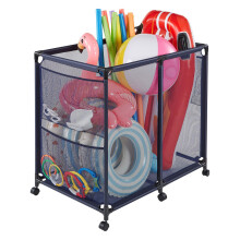 VEVOR Zwembadslaaf Bin, 36.8 x 24 x 35.6 in, Rollende Opslag Organizer met Zijvakken & Wieltjes, Stevig Metalen Frame