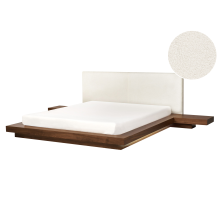 Bed with LED Boucle ZEN 160 x 200 cm (EU King Size) LED Brown Ash Wood