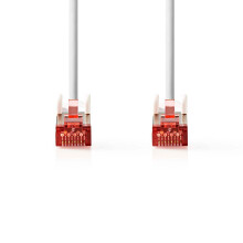 Cabo de rede CAT6 | RJ45 macho | RJ45 macho | S/FTP | 7,50m | Rodada | LSZH | Branco | Rótulo