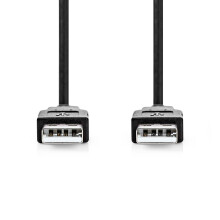 USB-kabel | USB 2.0 | USB-A Han | USB-A Han | 480 Mbps | Nikkelplateret | 5.00 m | Runde | PVC | Sort | Label