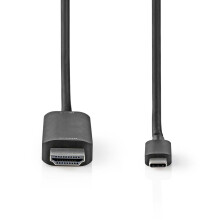 USB-C Adapter | USB 3.2 Gen 1 | USB-C Han | HDMI Stik | 4K@60Hz | 1.00 m | Runde | Nikkelplateret | PVC | Sort | Label
