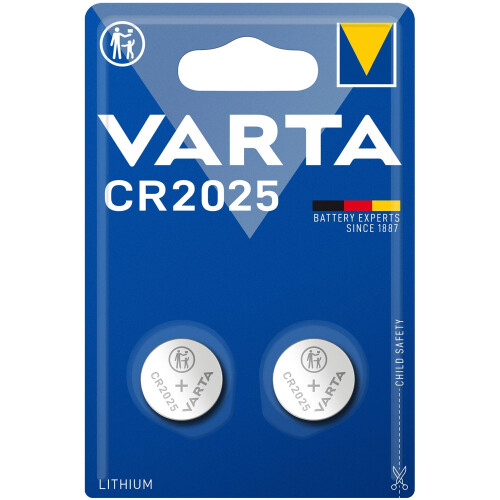 Pila de botón de litio CR2025 de 3 V, paquete de 2 1