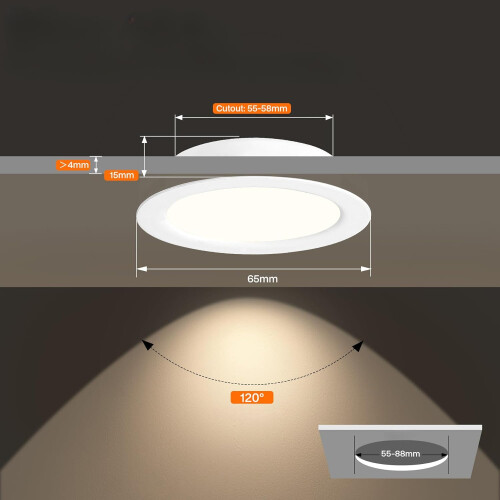 Recessed LED Ceiling Spotlights 12V 3W Flat Touch-Controlled 6.5 cm 3 pcs — camper interior lights 1