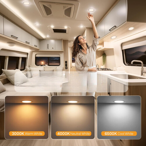 Recessed LED Ceiling Spotlights 12V 3W Flat Touch-Controlled 6.5 cm 3 pcs — camper interior lights 2