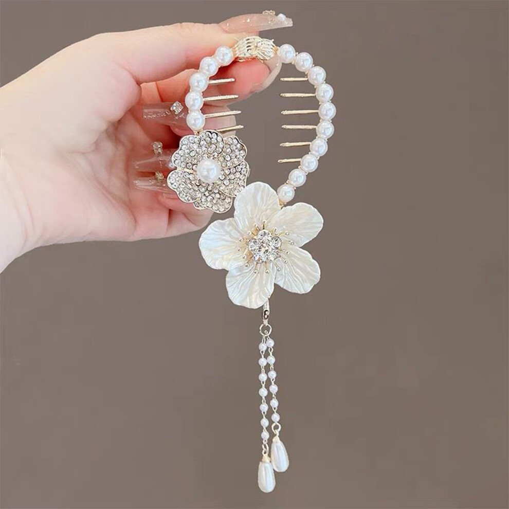 Roc-Electron Rhinestone Camellia Hair Clip For Women & Girls