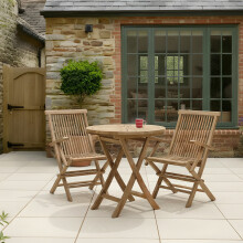 Charles Bentley Pair of Solid Wooden Teak Garden Outdoor Folding Arm Chairs