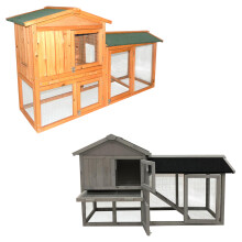 Charles Bentley Two Storey Guinea Pig / Pet Hutch with Run Natural / Grey