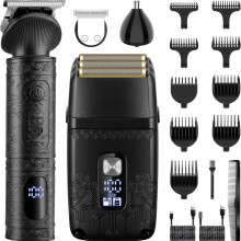 Scttomon T-Blade Hair Trimmers & Electric Shavers for Men Foil Shaver Beard Trimmer Men's Grooming Kit with Triple Blades Cordless Black