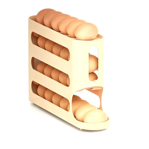 Automatic Rolling Egg Holder Rack Fridge Egg Storage Box Container Kitchen Refrigerator Egg Dispenser Fridge Organizer