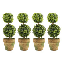 4X Artificial Plastic Trees in Pots Plant Potted Decor Garden Yard Indoor Outdoor Pattern:Two