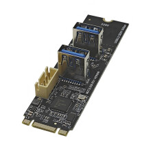 M.2 Key M PCIe to USB 3.2 Gen1 5Gbps Expansion Card Riser Board M2 NVME to 2 Port USB 3.0 Adapter for Desktop Computer