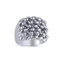 (X) Jewelco London Mens Sterling Silver Rope Edge 5 Row King George III Keeper Guard Signet Ring - ARN199