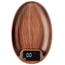 Coffee Bean Weighing Dish, Walnut Wooden Espresso Scale, Rechargeable Kitchen Scale with Digital LED, Touch Sensor