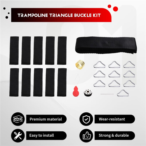 12PCS Trampoline Triangle Buckle with Webbing Quick Connect Trampoline Triangle Ring, Trampoline Repair Accessories 1