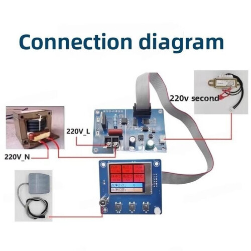 DIY Spot  Control Board with Dual Pulse & LCD Display, Adjustable Current Timer Kit for Microwave Transformer 100A 2