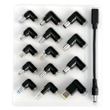 14-in-1 Universal Laptop Power Adapter Converter Kit for Various Connectors Including Square, Round, and More