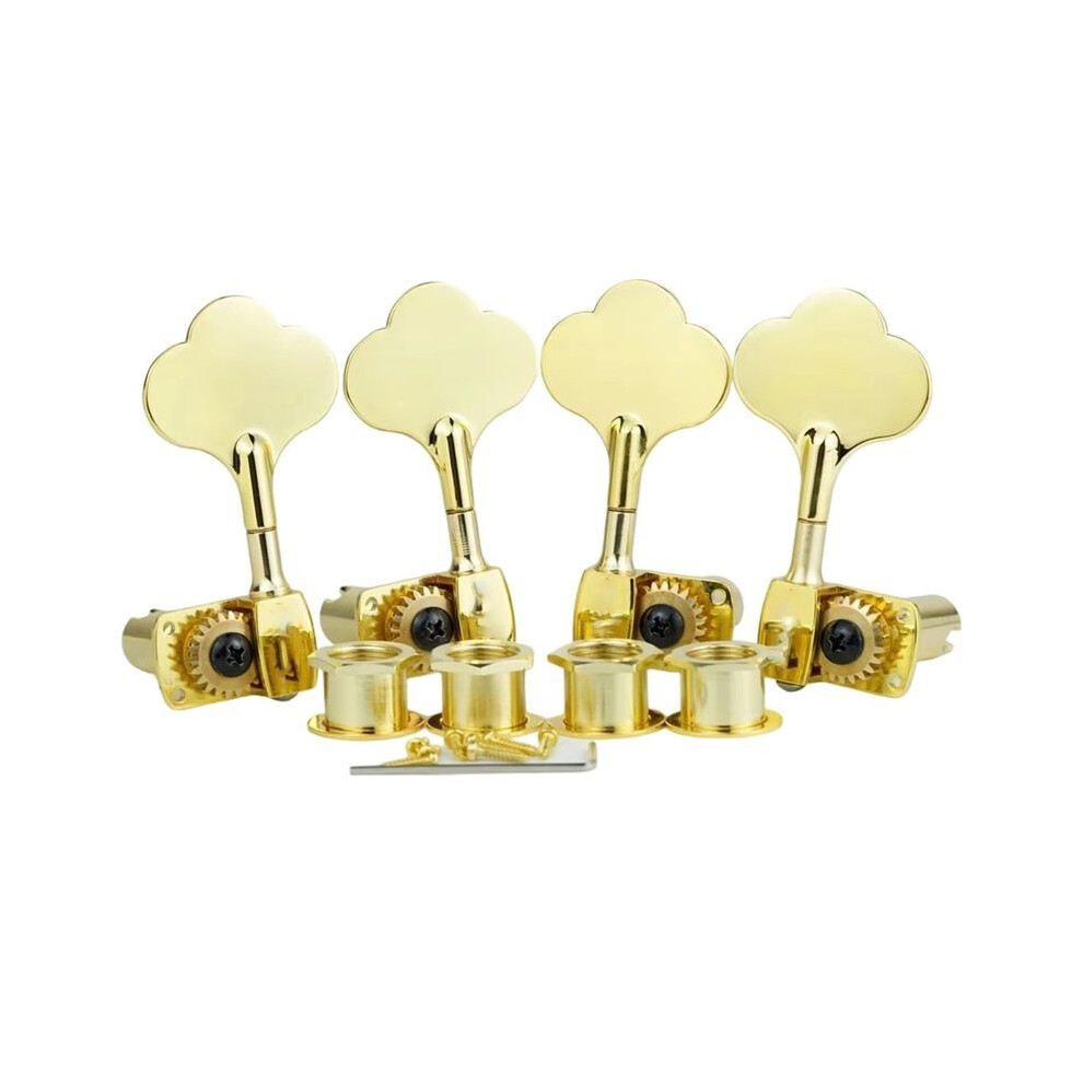 Brecantia Four-String Open-Back Electric Bass Tuning Pegs, Chrome Tuning Pegs, String Tuner