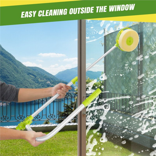 Telescopic Window Cleaning Tool Set with  Angle Adjust and Squeegee U-Shaped Design 1