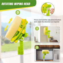 Telescopic Window Cleaning Tool Set with Angle Adjust and Squeegee U-Shaped Design