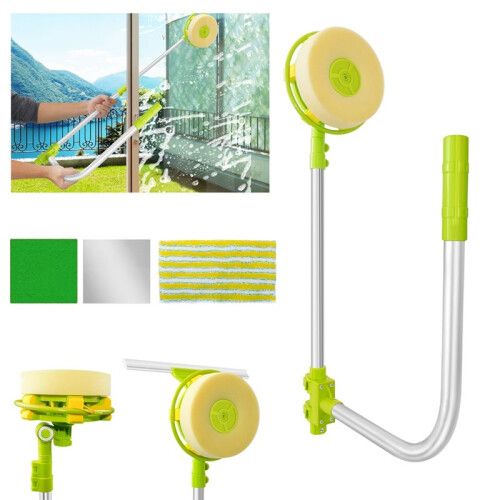 Telescopic Window Cleaning Tool Set with  Angle Adjust and Squeegee U-Shaped Design 2